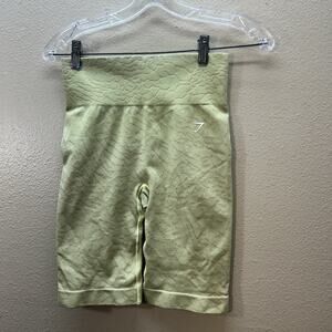 Gymshark Adapt Animal Print Seamless Shorts Yellow Green Women’s Size Small Gym